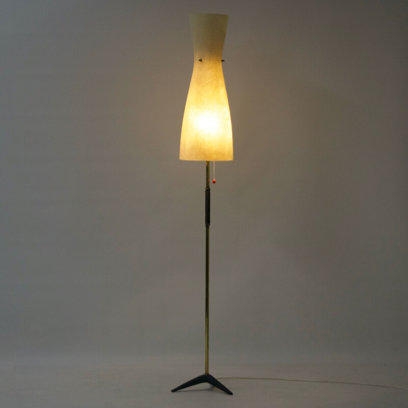 Vintage floor lamp with fiberglass shade, Germany 1950