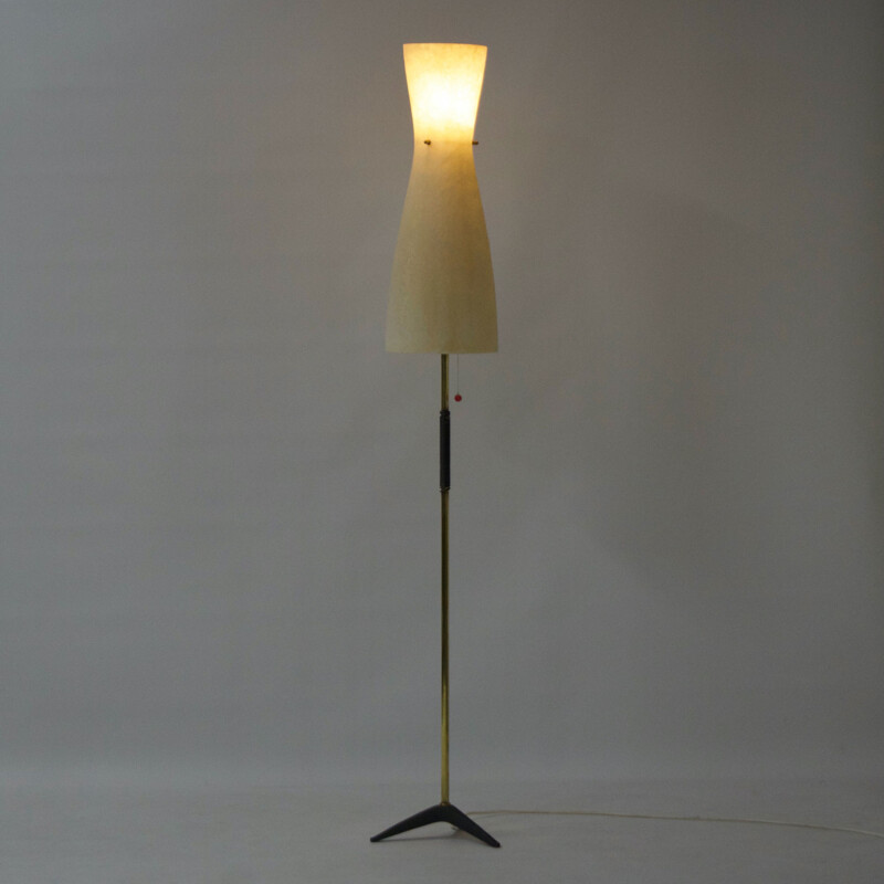 Vintage floor lamp with fiberglass shade, Germany 1950