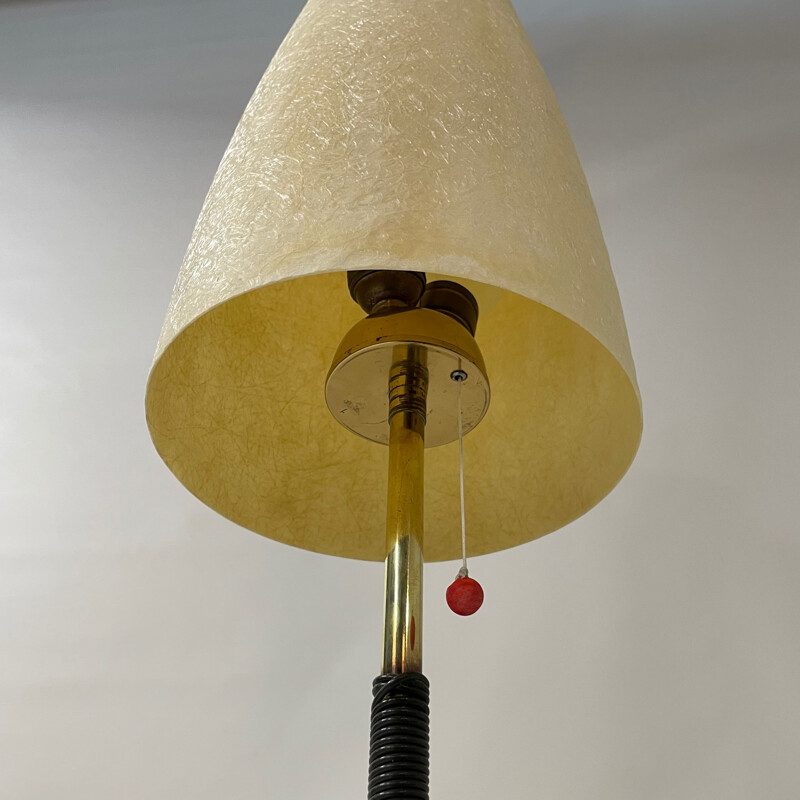 Vintage vloerlamp met glasvezel kap, Duitsland 1950