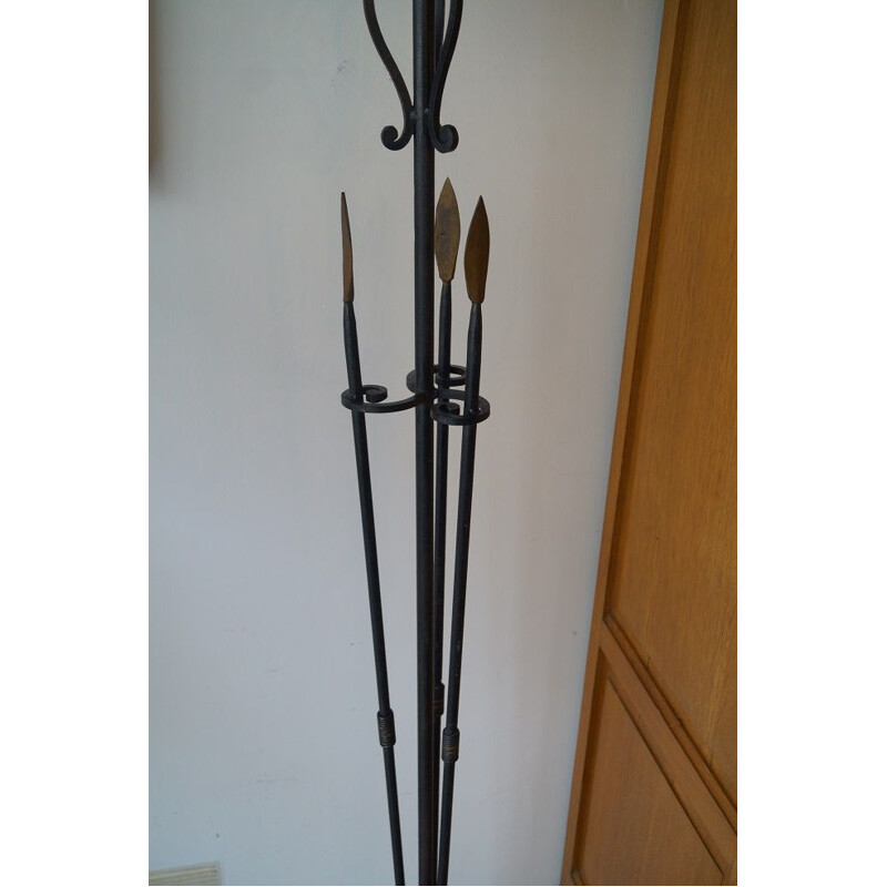 Vintage ethnic wrought iron floor lamp, 1960