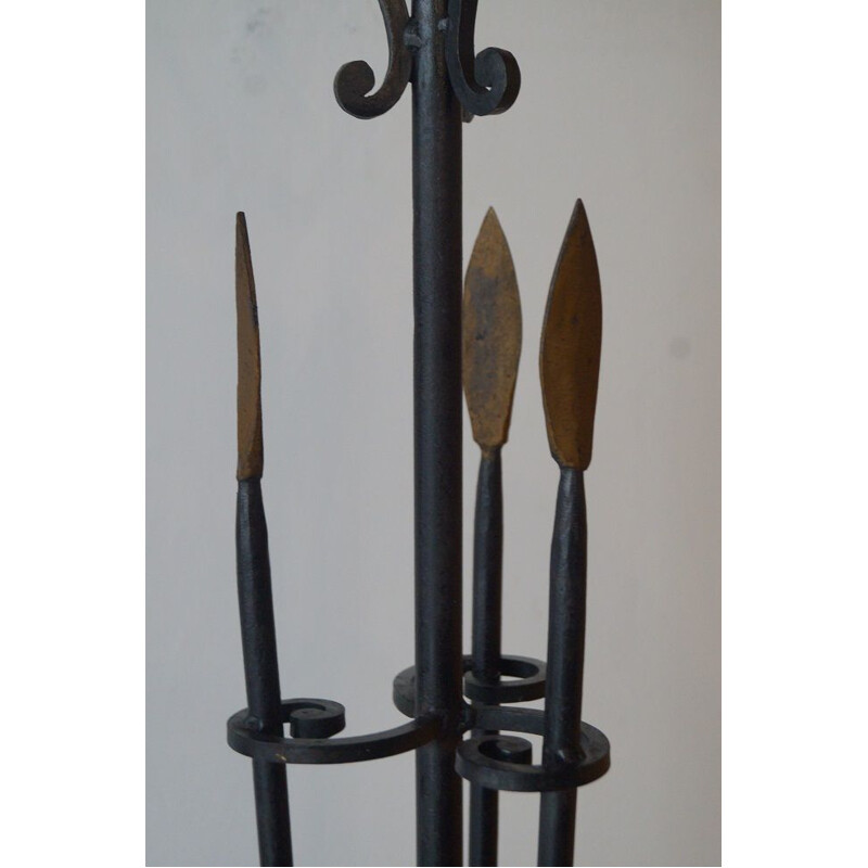 Vintage ethnic wrought iron floor lamp, 1960