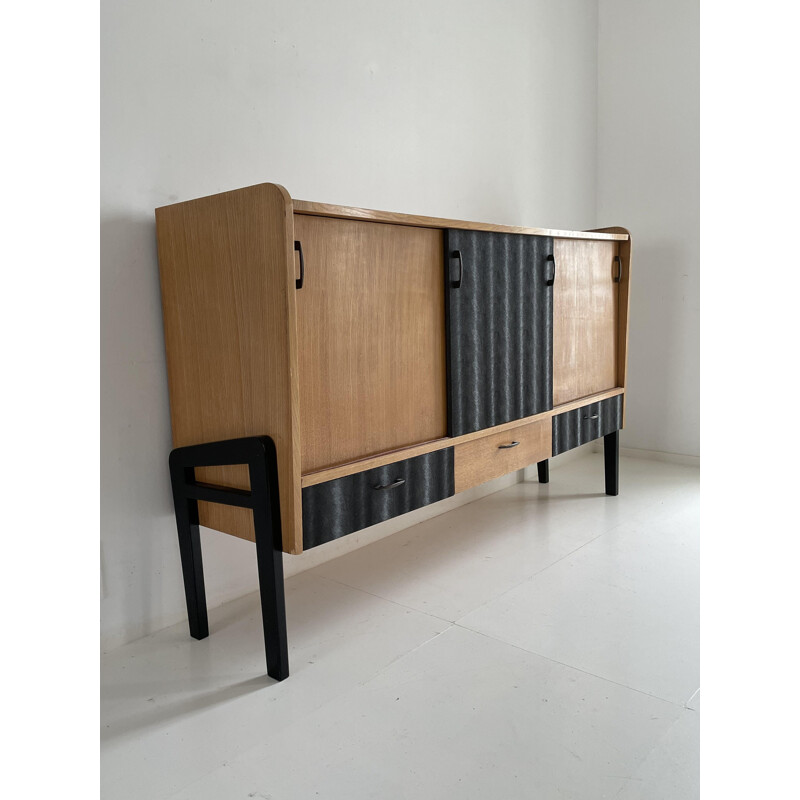 Vintage two-tone sideboard with compass legs, 1950