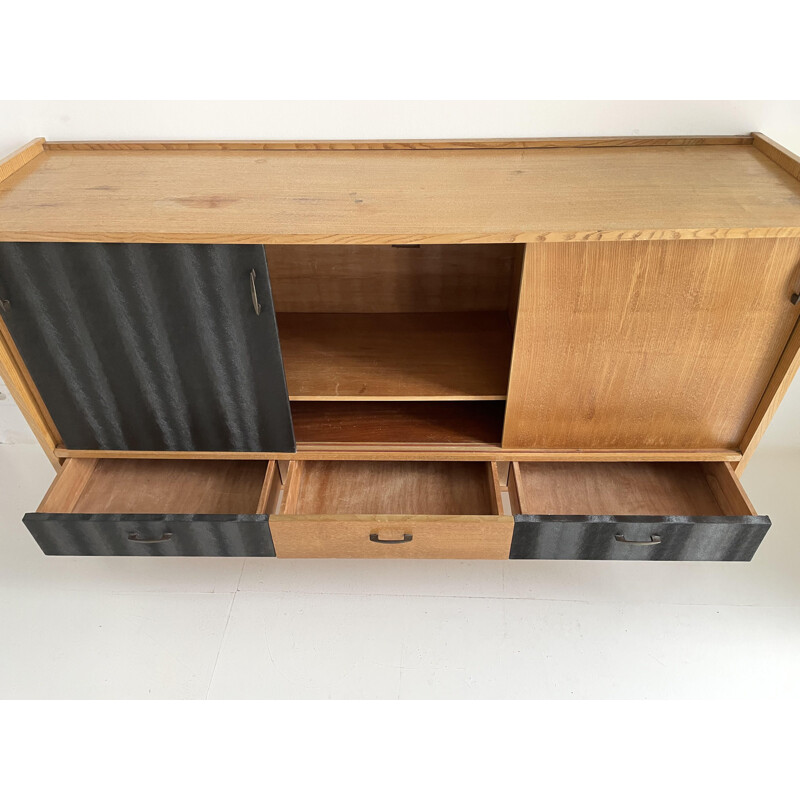 Vintage two-tone sideboard with compass legs, 1950