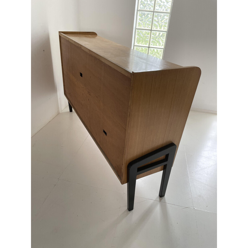 Vintage two-tone sideboard with compass legs, 1950