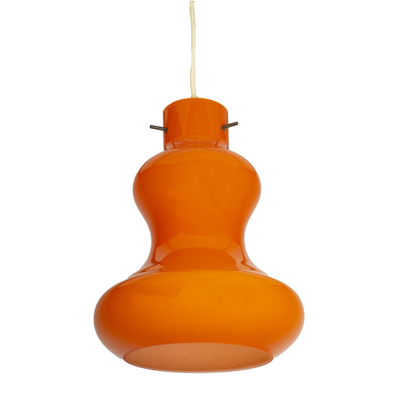 Lampada a sospensione vintage "Clessidra" in vetro arancione per Peil