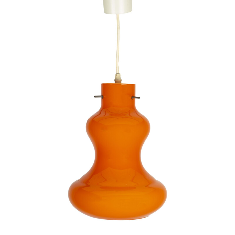 Mid century "Hourglass" orange glass pendant lamp for Peil & Putzler