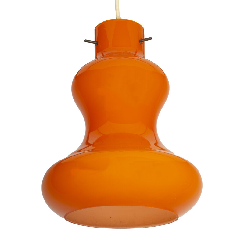 Mid century "Hourglass" orange glass pendant lamp for Peil & Putzler