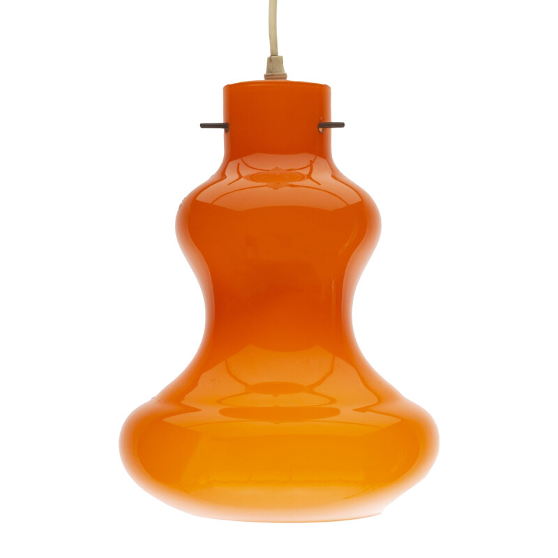 Suspension vintage "Hourglass" en verre orange pour Peil & Putzler