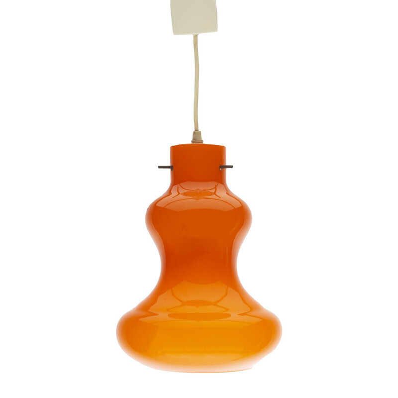 Mid century "Hourglass" orange glass pendant lamp for Peil & Putzler