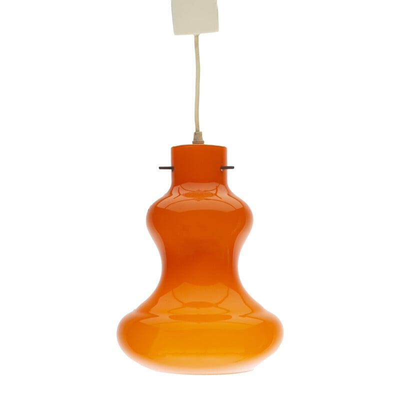 Lampada a sospensione vintage "Clessidra" in vetro arancione per Peil