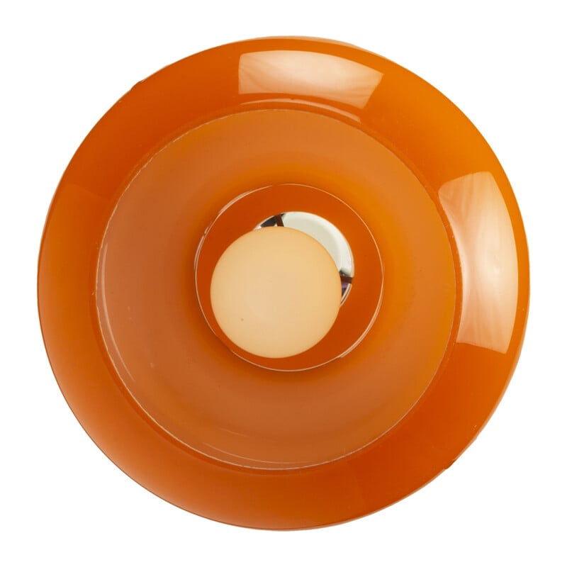 Mid century "Hourglass" orange glass pendant lamp for Peil & Putzler
