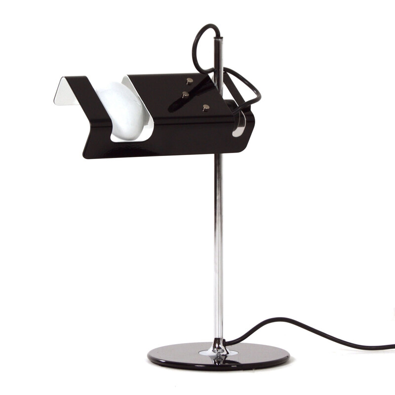 Lampe de bureau vintage noire de Joe Colombo pour Oluce, 1990
