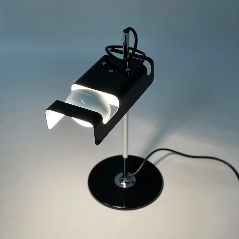 Lampe de bureau vintage noire de Joe Colombo pour Oluce, 1990