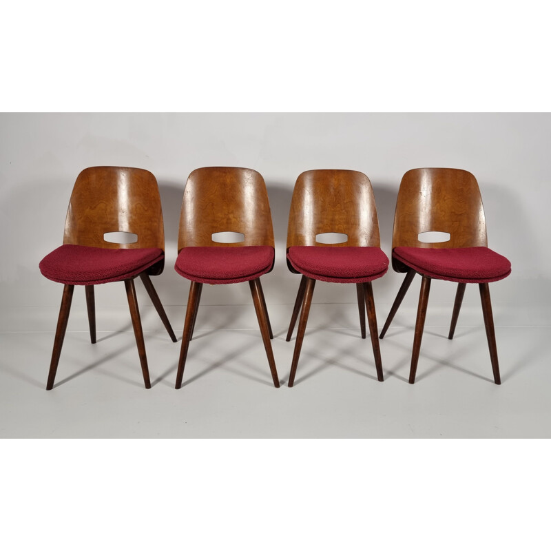 Set of 4 vintage Bratislava minimalist chairs, 1960