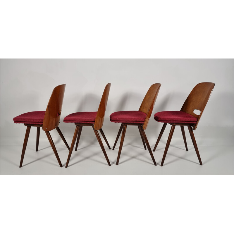 Set of 4 vintage Bratislava minimalist chairs, 1960