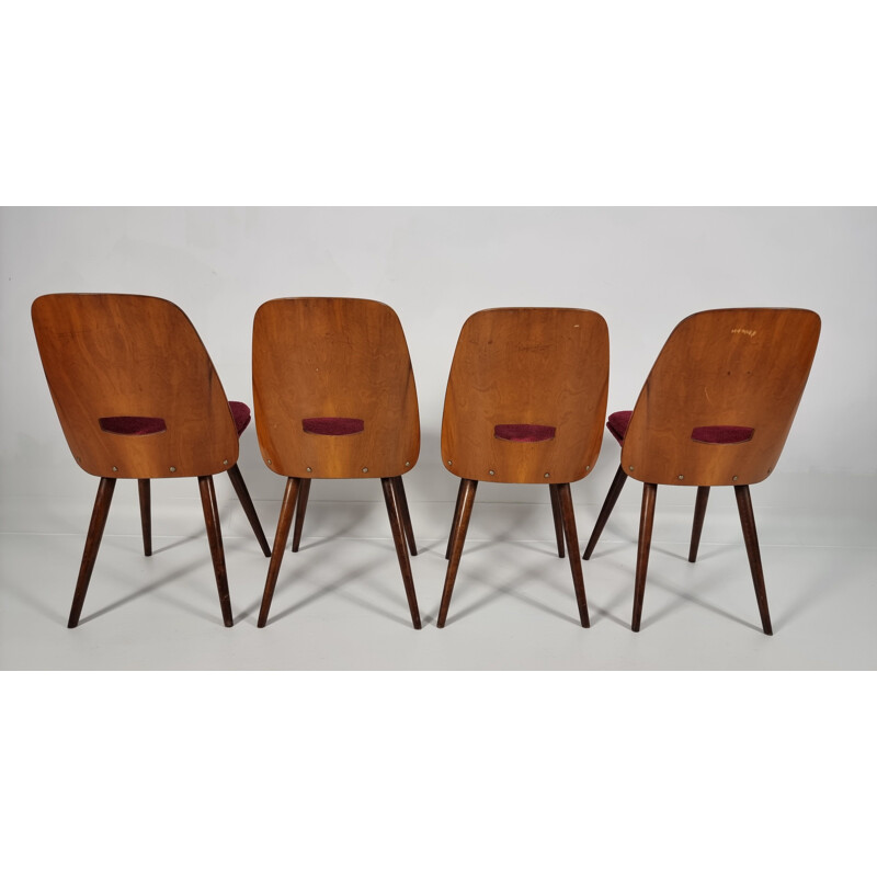 Satz von 4 minimalistischen Vintage-Stühlen aus Bratislava, 1960