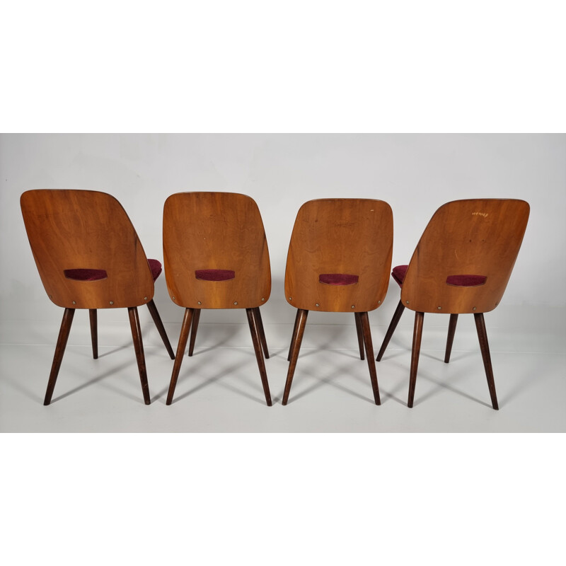 Set of 4 vintage Bratislava minimalist chairs, 1960