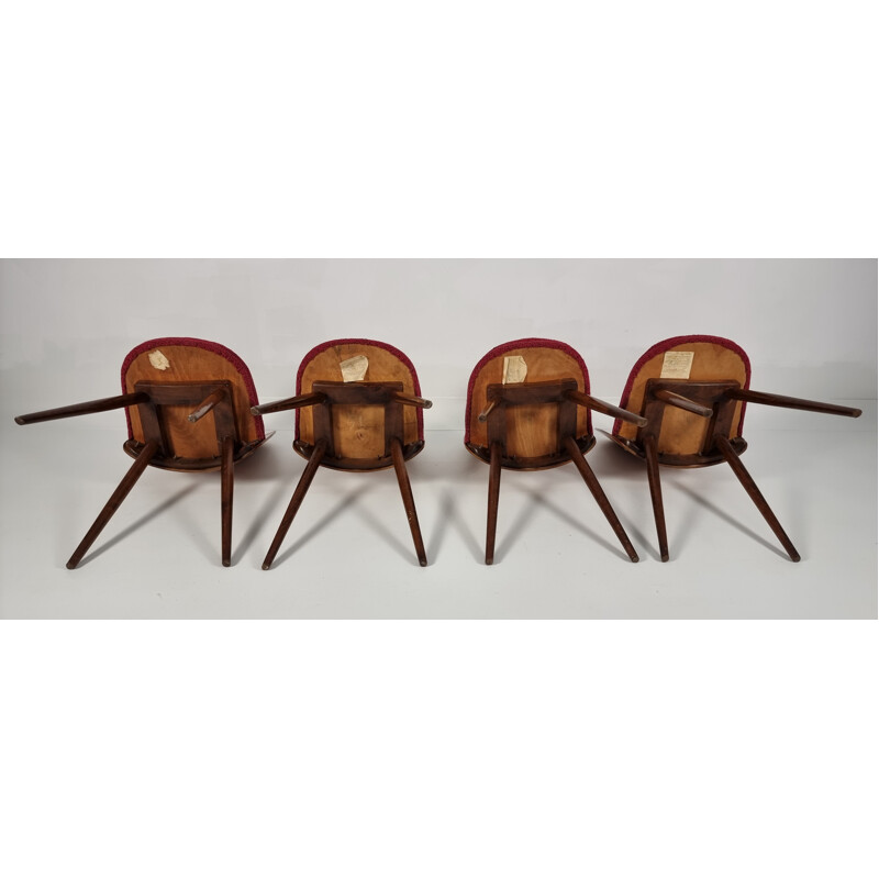 Set of 4 vintage Bratislava minimalist chairs, 1960