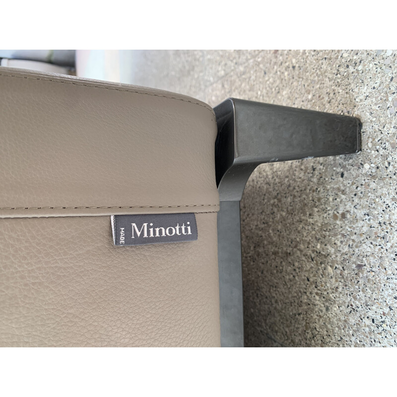 Vintage Minotti cinzento de couro Vintage Minotti chaise longue, 2018