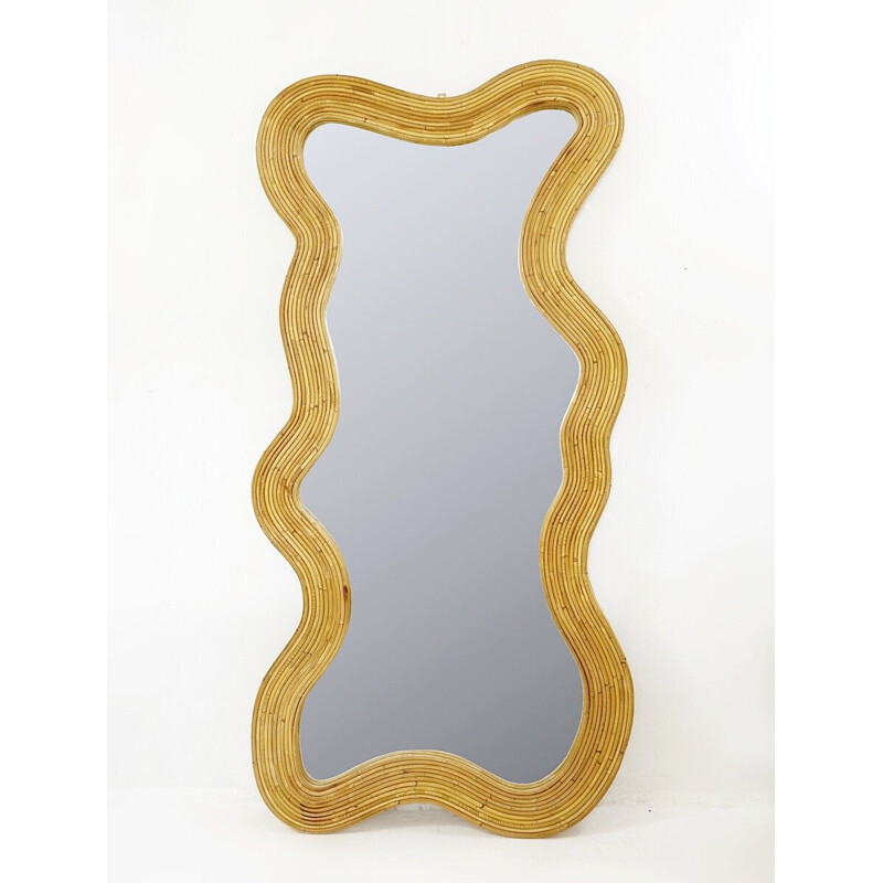 Italian vintage contemporary bamboo wall mirror
