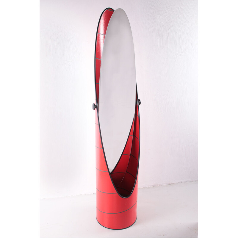 Vintage Red Lipstick Floor Mirror Swedish 1970s