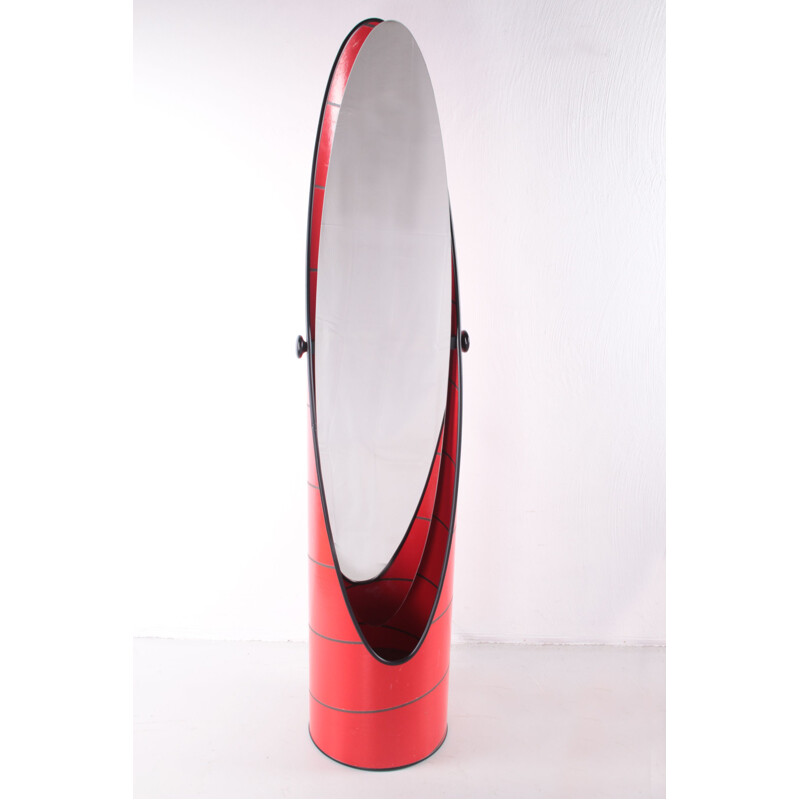 Vintage Red Lipstick Floor Mirror Swedish 1970s