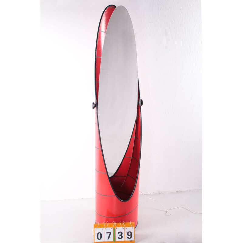 Vintage Red Lipstick Floor Mirror Swedish 1970s