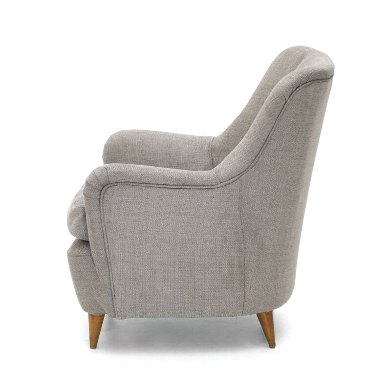 Vintage grijze stoffen fauteuil, 1950