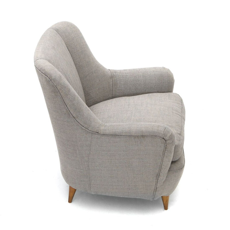 Vintage armchair in grey fabric, 1950s