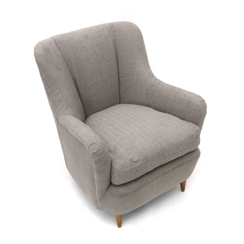 Vintage armchair in grey fabric, 1950s