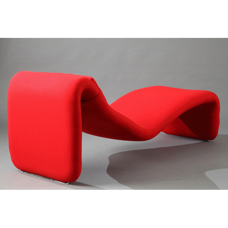 Red Airborne "Djinn" chaise longue in fabric and foam, Olivier MOURGUE - 1960s