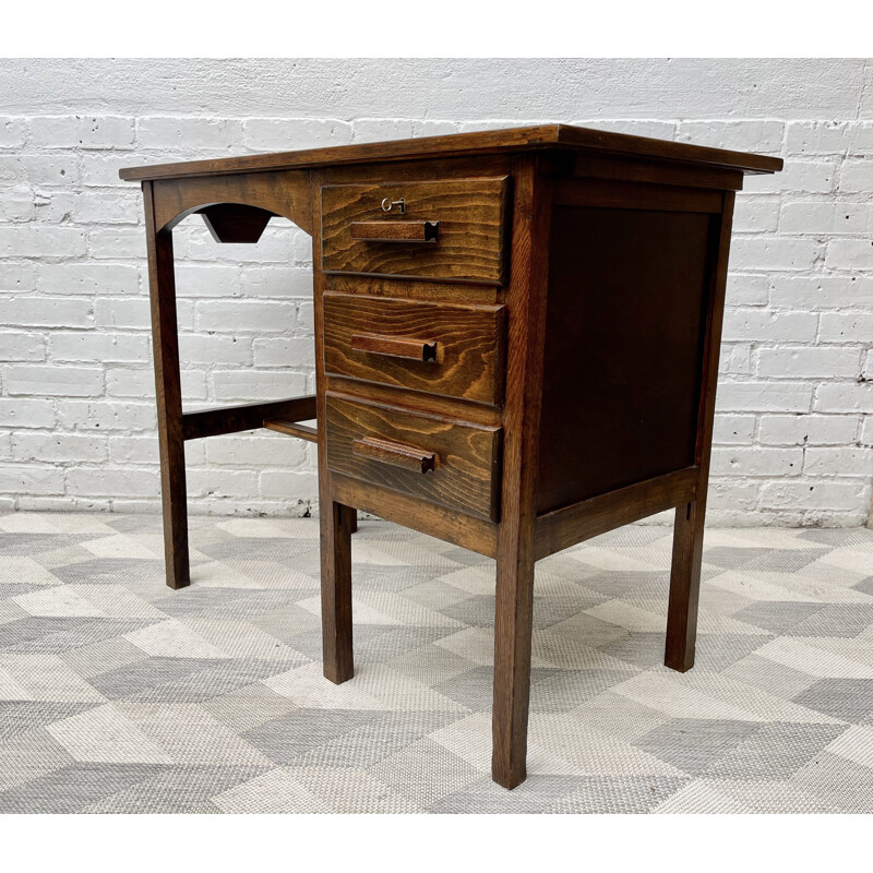 Vintage wooden desk with drawers, 1950s