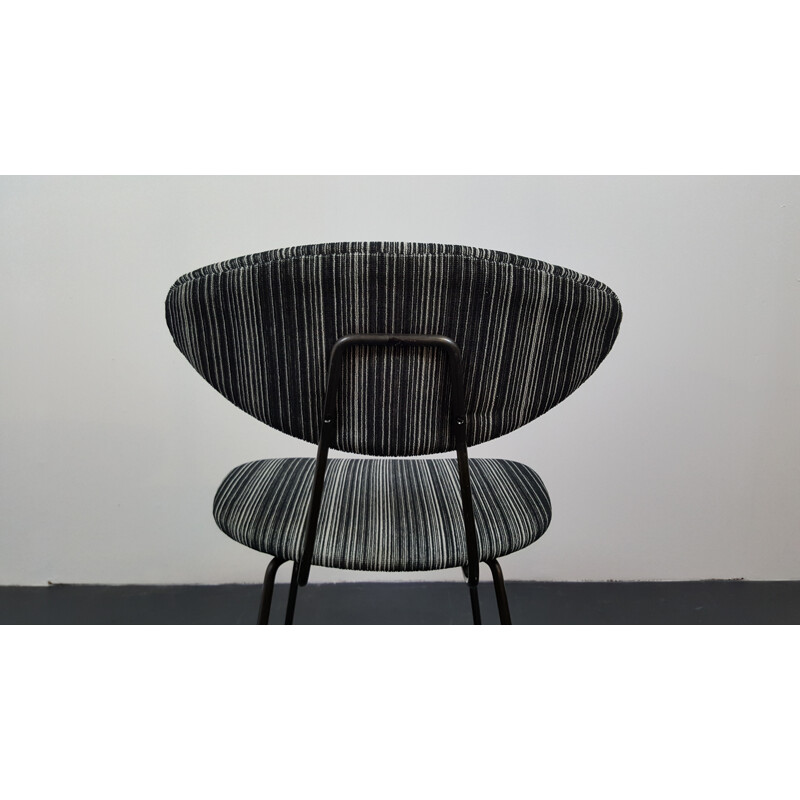 Reupholstered Elsrijk chair in black and white fabric, Rudolf WOLF - 1950s