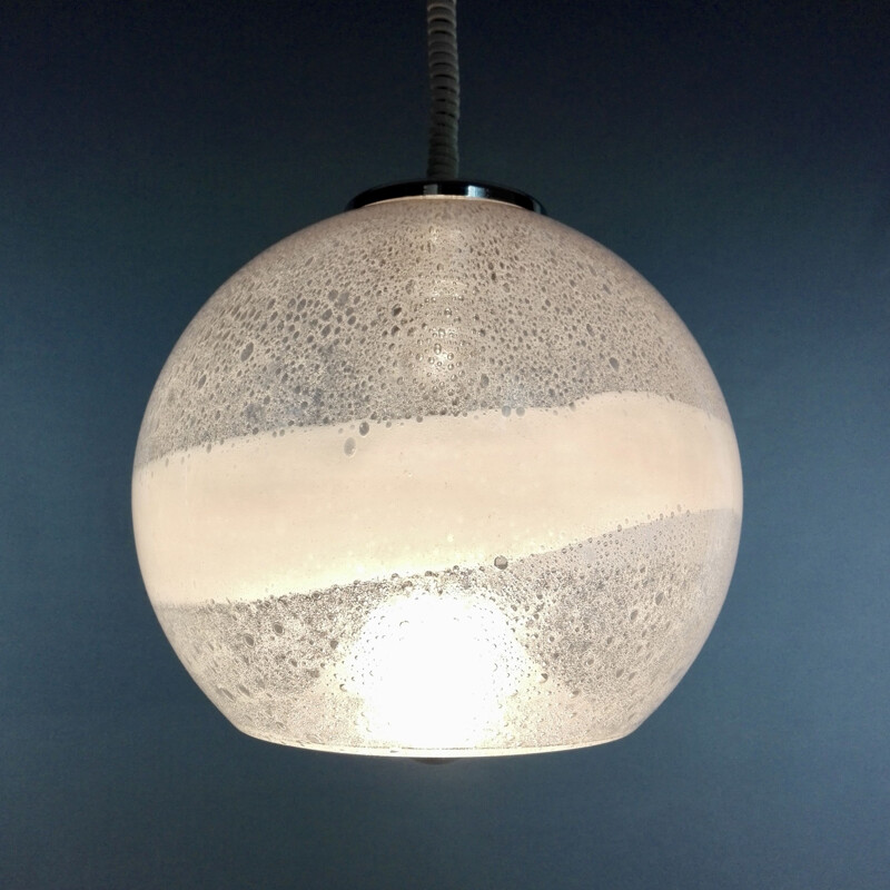Murano glass vintage pendant lamp by Gino Poli and Ettore Fantasia for Sothis Murano, Italy 1970s