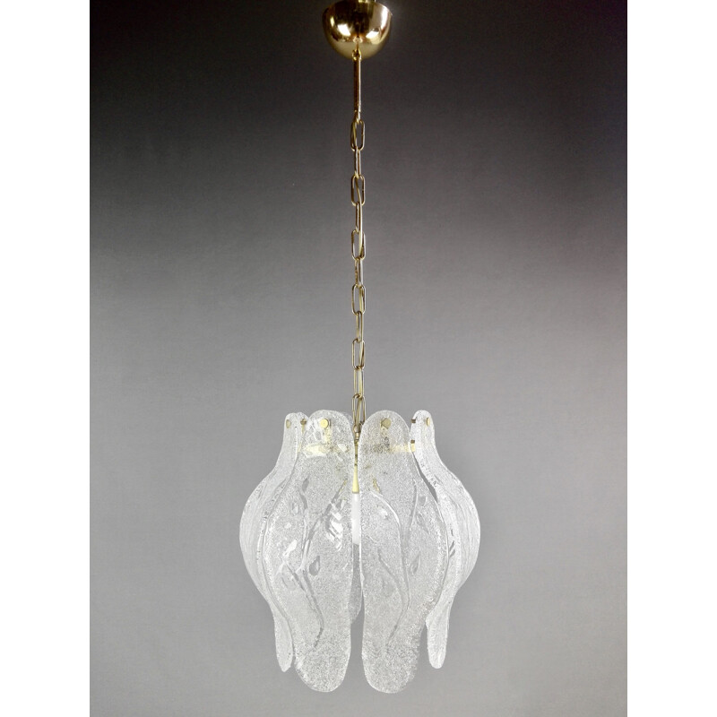 Lámpara de suspensión vintage de cristal de Murano, Italia 1960