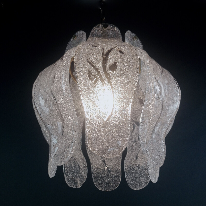 Lámpara de suspensión vintage de cristal de Murano, Italia 1960