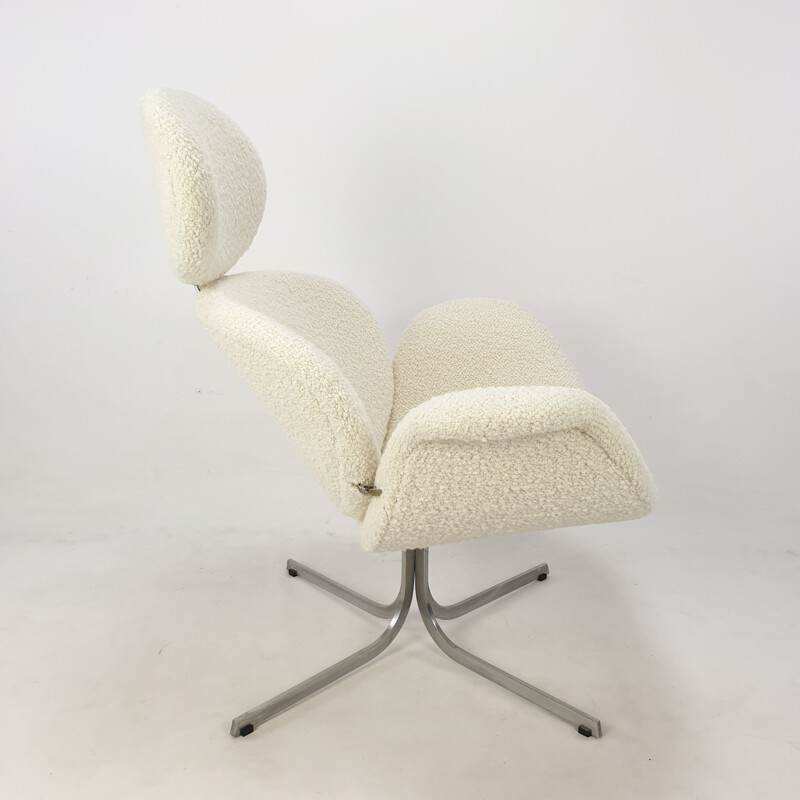 Big Tulip vintage wool fabric armchair by Pierre Paulin for Artifort, 1959