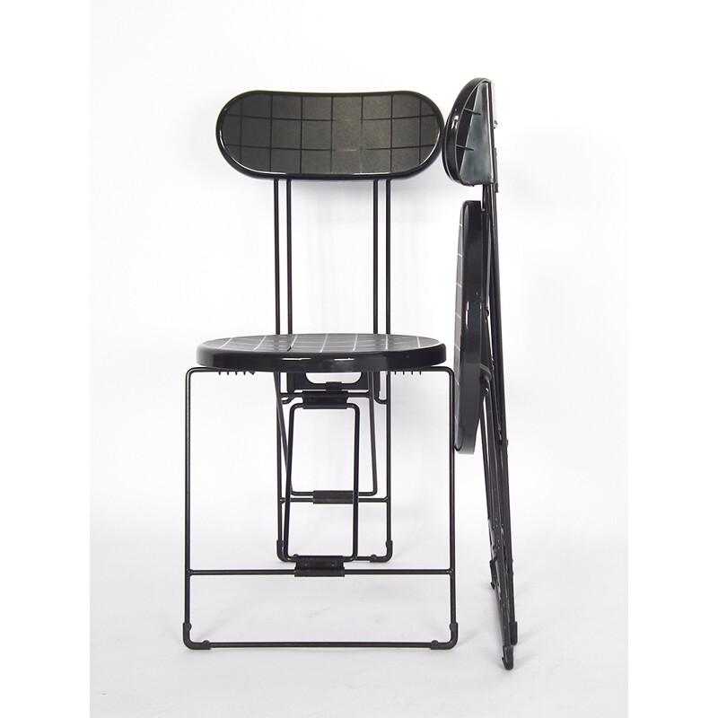 Magis "Cricket" folding chair in black lacquered metal, Andries VAN ONCK & Kazuma YAMAGUCHI - 1980s