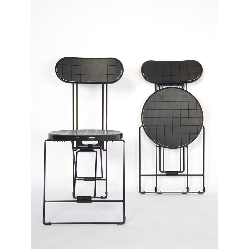 Magis "Cricket" folding chair in black lacquered metal, Andries VAN ONCK & Kazuma YAMAGUCHI - 1980s