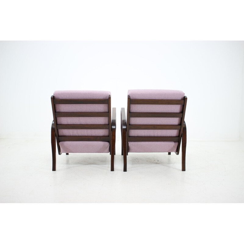 Pair of vintage beechwood armchairs by Antonín Kropáček for Karel Koželka, 1940s