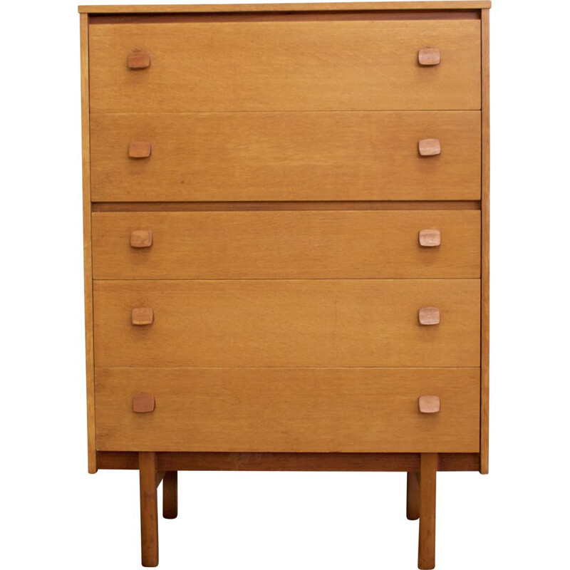 Mid century teak Tallboy chest of drawers, UK 1970s