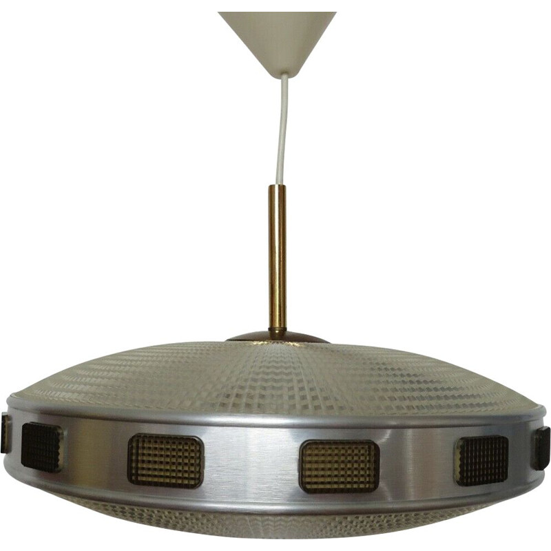 Vintage polycarbonate and brass "rotaflex" pendant lamp, 1960