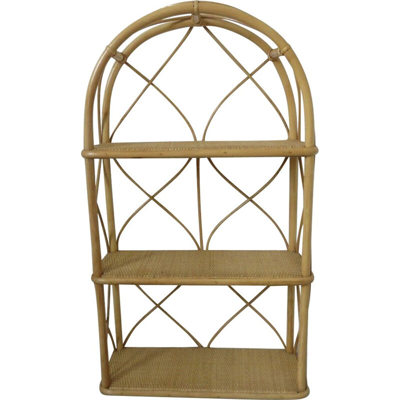 Rattan and bamboo vintage shelf, 1960-1970