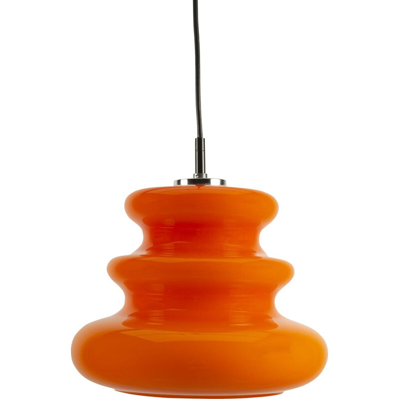 Mid century orange glass "Spring" pendant lamp for Peil & Putzler