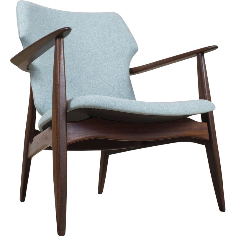 Vintage armchair model Tolga in teak and felt-wool by Van Teeffelen for WeBe, Holland 1955