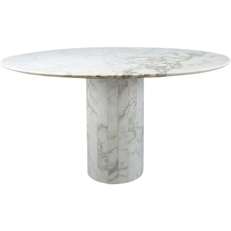 Vintage round table in marble by Jean Charles for Roche Bobois, 1970