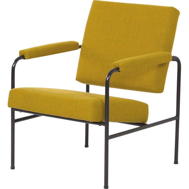 Mid century yellow G 3015 armchair by W.H. Gispen for Riemersma, 1960s