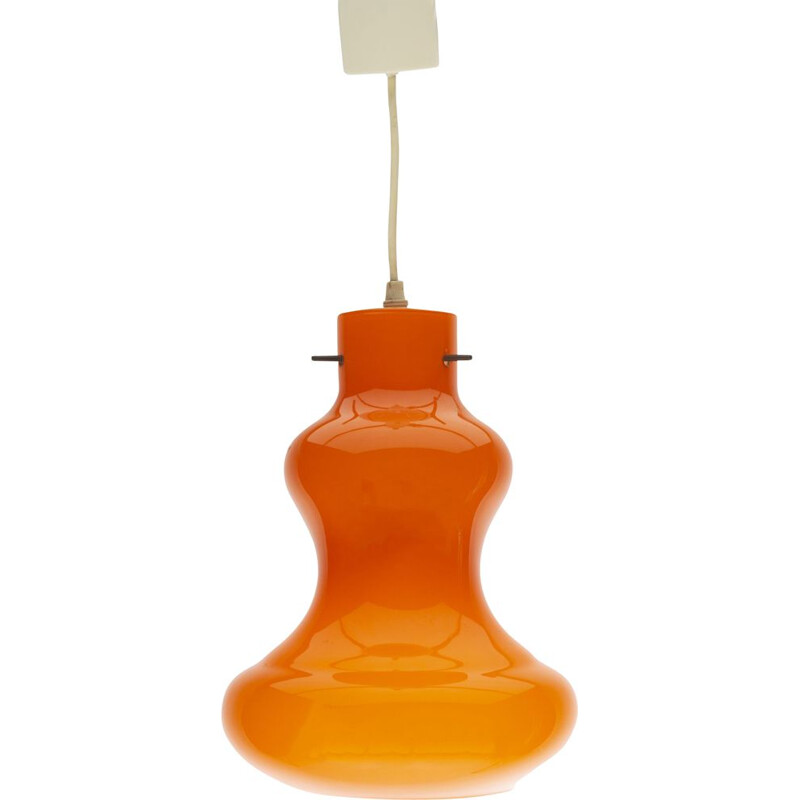Mid century "Hourglass" orange glass pendant lamp for Peil & Putzler