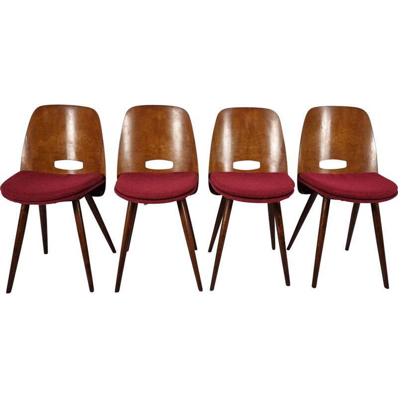 Set of 4 vintage Bratislava minimalist chairs, 1960