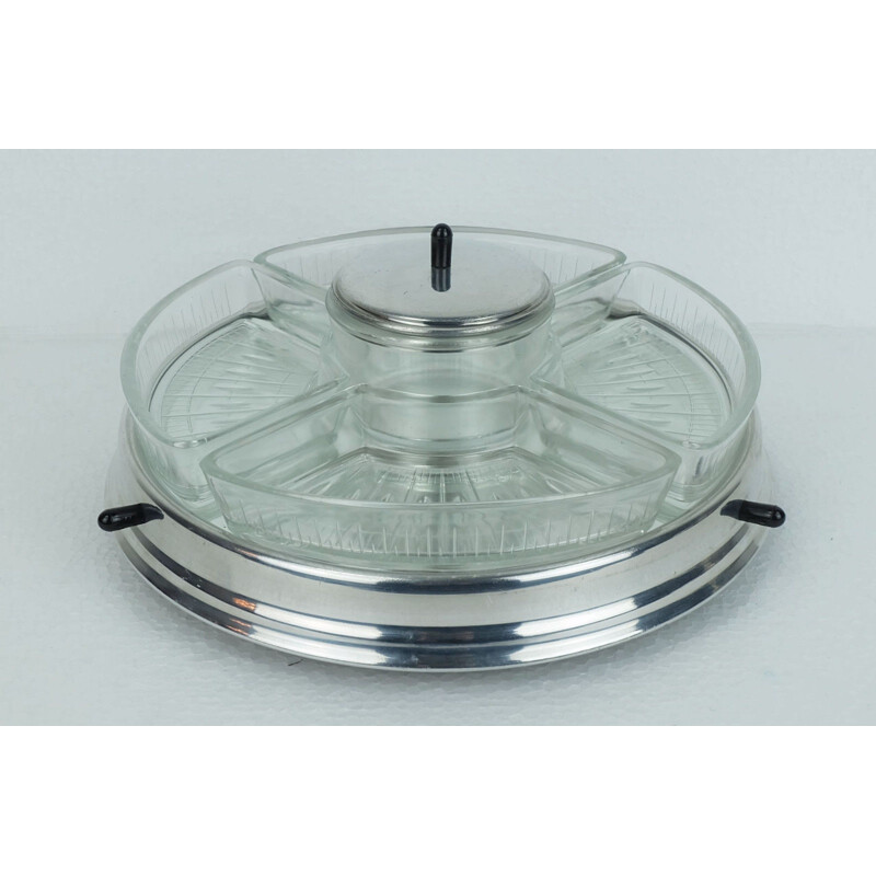 Relish server in 5 pieces on rotating tray - 1930s